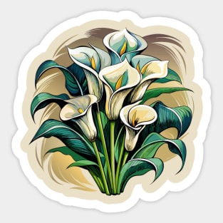 Calla Lilies Ink wash painting Sticker